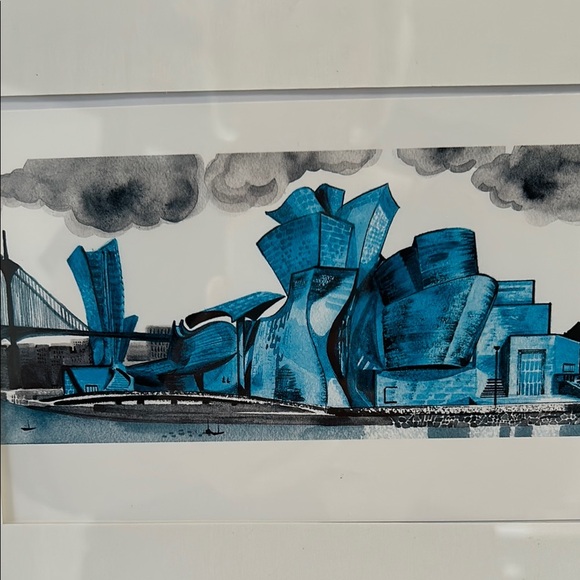 Louis Vuitton Blue and Gold Framed Art Bilboa - Picture 2 of 6